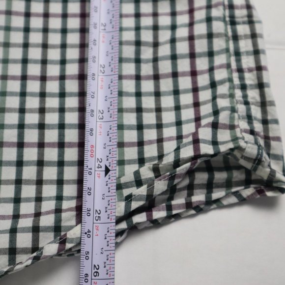 J. Crew Mens Long Sleeve Shirt Flex Washed  Green/White Plaid Size M - Picture 13 of 13
